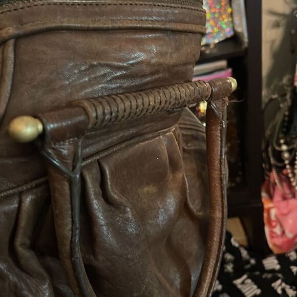 VINTAGE LEATHER JUICY COUTURE SATCHEL/bag/purse/pocketbook brown leather - Picture 13 of 14